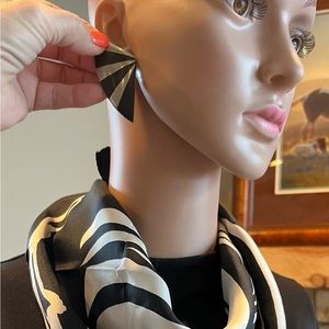 Earrings by local designer on Flathead Reservation silver inlaid /with scarf